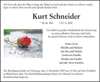 Traueranzeige von Kurt Schneider von vrm-trauer