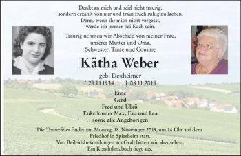 Traueranzeige von Kätha Weber von vrm-trauer