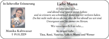 Traueranzeige von Monika Kaltwasser von vrm-trauer