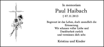 Traueranzeige von Paul Haibach von vrm-trauer