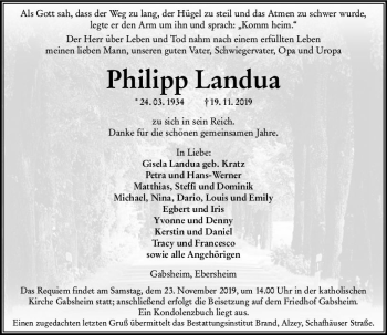 Traueranzeige von Philipp Landua von vrm-trauer