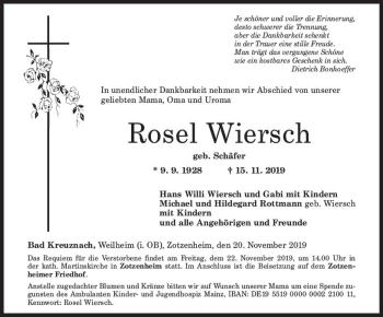 Traueranzeige von Rosel Wiersch von vrm-trauer