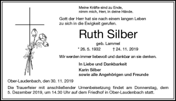 Traueranzeige von Ruth Silber von vrm-trauer