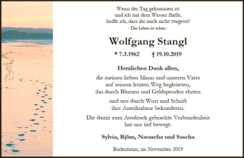 Traueranzeige von Wolfgang Stangl von vrm-trauer