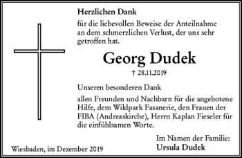 Traueranzeige von Georg Dudek von vrm-trauer