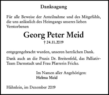Traueranzeige von Georg Peter Meid von vrm-trauer