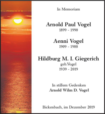 Traueranzeige von Hidburg Giegerich von vrm-trauer