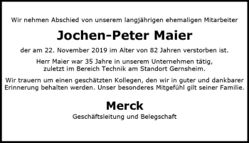Traueranzeige von Jochen-Peter Maier von vrm-trauer