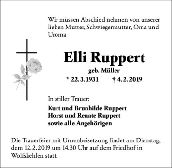 Traueranzeige von Elli Ruppert von vrm-trauer