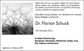 Traueranzeige von Florian Schuck von vrm-trauer