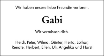Traueranzeige von Gabi  von vrm-trauer