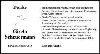 Traueranzeige von Gisela Scheuermann von vrm-trauer