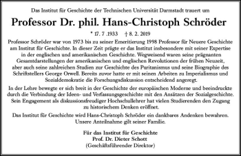 Traueranzeige von Hans-Christoph Schröder von vrm-trauer