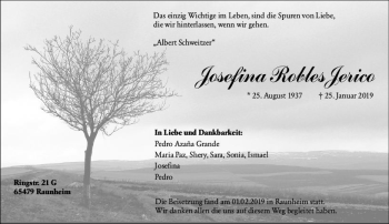 Traueranzeige von Josefina Robles Jerico von vrm-trauer