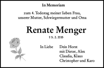 Traueranzeige von Renate Menger von vrm-trauer