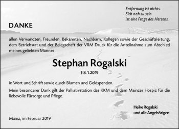 Traueranzeige von Stephan Rogalski von vrm-trauer