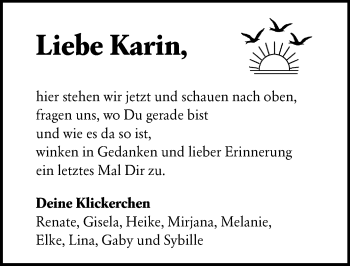Traueranzeige von Karin Waldschmidt von VRM Tageszeitungen