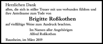 Traueranzeige von Brigitte Roßkothen von vrm-trauer