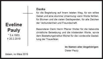Traueranzeige von Eveline Pauly von vrm-trauer