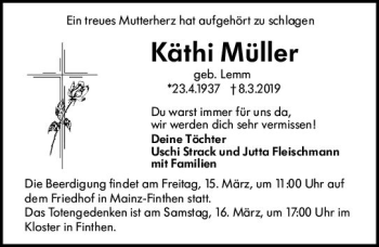 Traueranzeige von Kehl Müller von vrm-trauer
