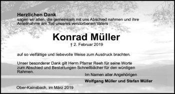 Traueranzeige von Konrad Müller von vrm-trauer