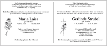 Traueranzeige von Maria Laier von vrm-trauer
