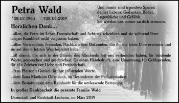Traueranzeige von Petra Wald von vrm-trauer