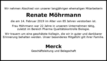 Traueranzeige von Renate Möhrmann von vrm-trauer