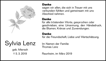 Traueranzeige von Sylvia Lenz von vrm-trauer