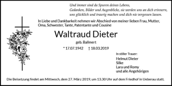 Traueranzeige von Waltraud Dieter von vrm-trauer