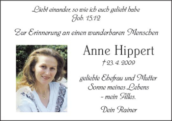 Traueranzeige von Anne Hippert von vrm-trauer