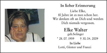 Traueranzeige von Elke Walter von vrm-trauer