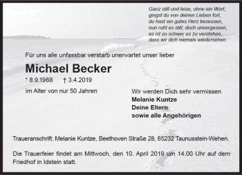 Traueranzeige von Michael Becker von vrm-trauer