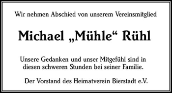 Traueranzeige von Michael Rühl von vrm-trauer