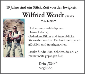 Traueranzeige von Wilfried Wendt von vrm-trauer