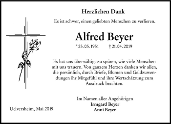 Traueranzeige von Alfred Beyer von vrm-trauer