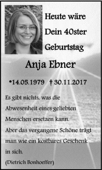 Traueranzeige von Anja Ebner von vrm-trauer