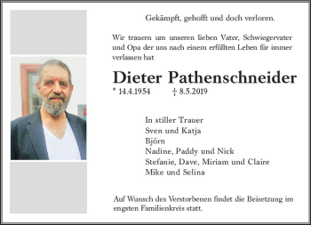 Traueranzeige von Dieter Pathenschneider von vrm-trauer