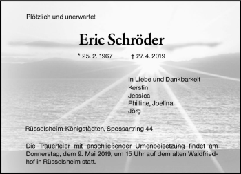 Traueranzeige von Eric Schröder von vrm-trauer