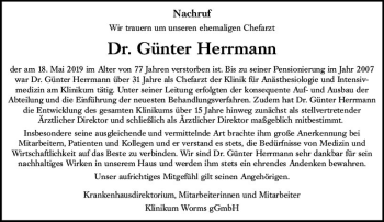Traueranzeige von Günter Herrmann von vrm-trauer