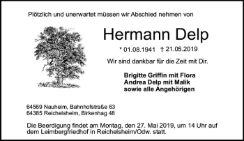 Traueranzeige von Hermann Delp von vrm-trauer