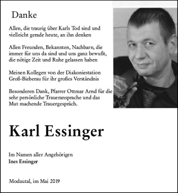 Traueranzeige von Karl Essinger von vrm-trauer