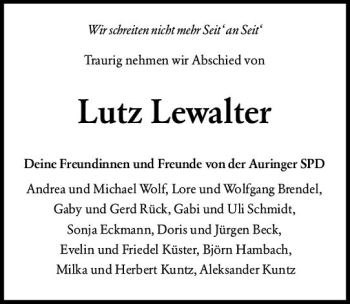 Traueranzeige von Lutz Lewalter von vrm-trauer