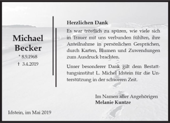 Traueranzeige von Michael Becker von vrm-trauer