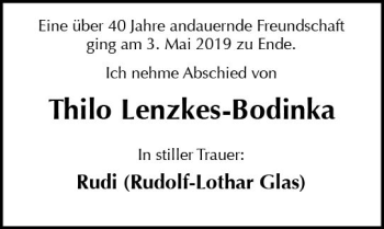 Traueranzeige von Thilo Lenzkes-Bodinka von vrm-trauer