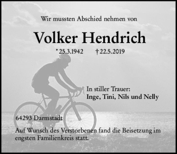 Traueranzeige von Volker Hendrich von vrm-trauer