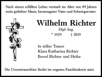 Traueranzeige von Wilhelm Richter von vrm-trauer