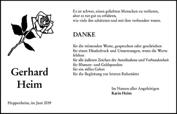 Traueranzeige von Gerhard Heim von vrm-trauer