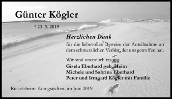 Traueranzeige von Günter Kögler von vrm-trauer