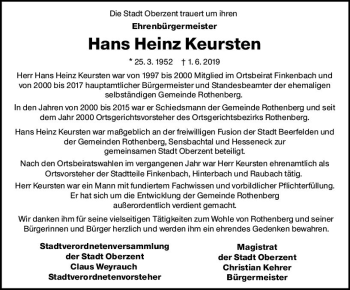 Traueranzeige von Hans Heinz Keursten von vrm-trauer